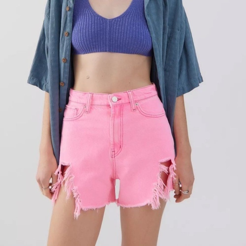 Urban Outfitters BDG Distressed High Waisted Chewed Hem Denim Shorts Size 28